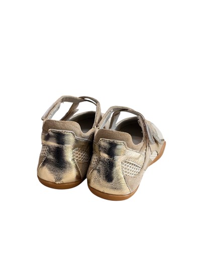 Bej Hakiki Deri Süet File Detay Cırt Bantlı Comfort Babet Ayakkabı