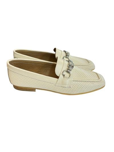 Bej Hakiki Deri Toka Detay Zımbalı Loafer