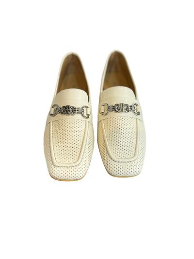 Bej Hakiki Deri Toka Detay Zımbalı Loafer