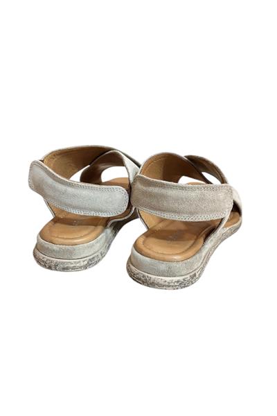 Bej  Hakiki Süet Deri Çapraz Bant Comfort Taban Sandalet