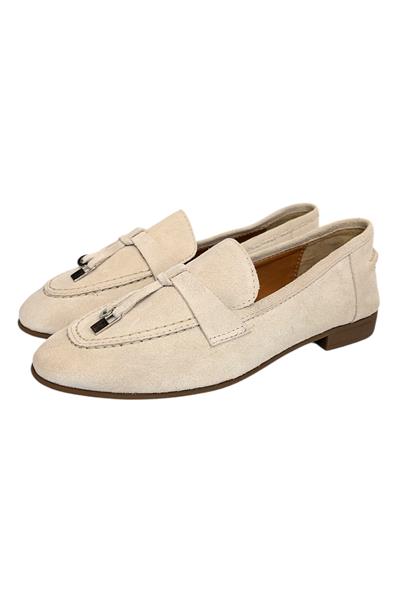 Bej Hakiki Süet Deri Loafer
