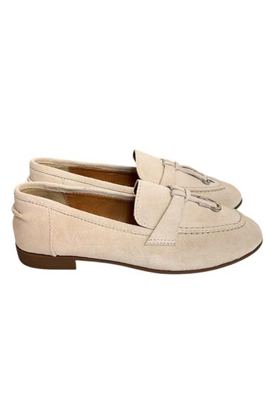 Bej Hakiki Süet Deri Loafer