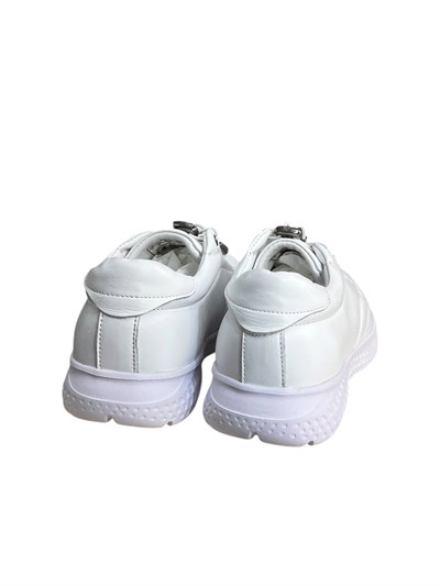 Beyaz Hakiki Deri Comfort Taban Lastik Bağlı Sneaker