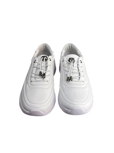 Beyaz Hakiki Deri Comfort Taban Lastik Bağlı Sneaker