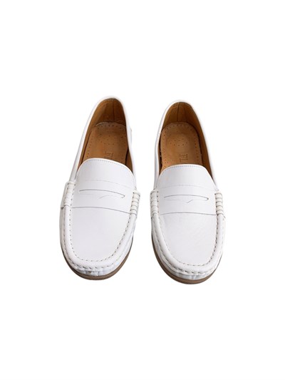Beyaz Hakiki Deri  Comfort Taban Loafer 