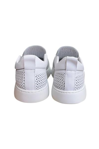 Beyaz Hakiki Deri Delikli Hafif Comfort Taban Sneaker
