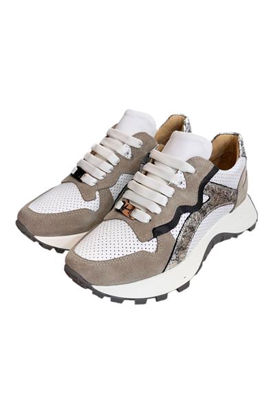 Beyaz Hakiki Deri Vizon Garnili Comfort Taban Bağcıklı Sneaker