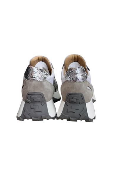 Beyaz Hakiki Deri Vizon Garnili Comfort Taban Bağcıklı Sneaker