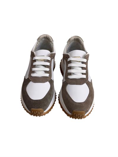 Beyaz Hakiki Deri Vizon Garnili Comfort Taban Bağcıklı Sneaker