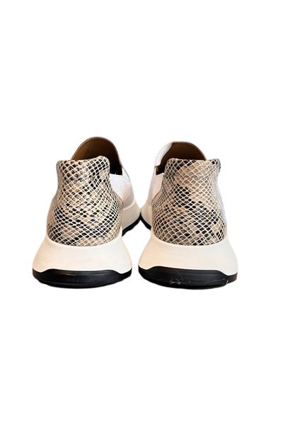 Beyaz Hakiki Deri Yanları Lastikli Comfort Taban Sneaker