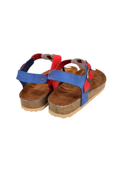 Beyaz Multi Hakiki Deri Parmak Arası Mantar Taban Tokalı Sandalet 