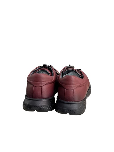 Bordo Hakiki Deri Comfort Taban Lastik Bağlı Sneaker