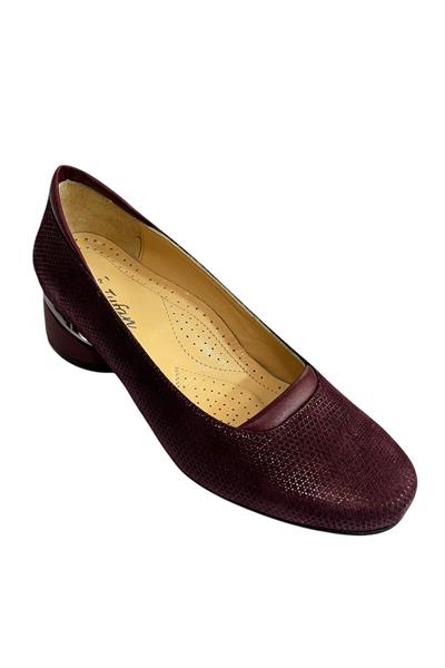 Bordo Hakiki Deri Topuklu Ayakkabı