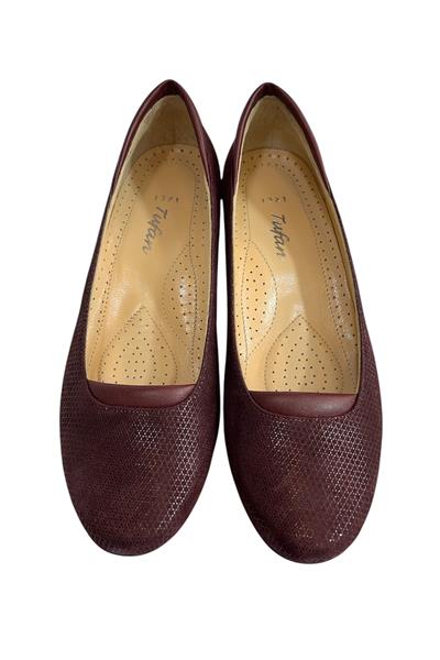 Bordo Hakiki Deri Topuklu Ayakkabı