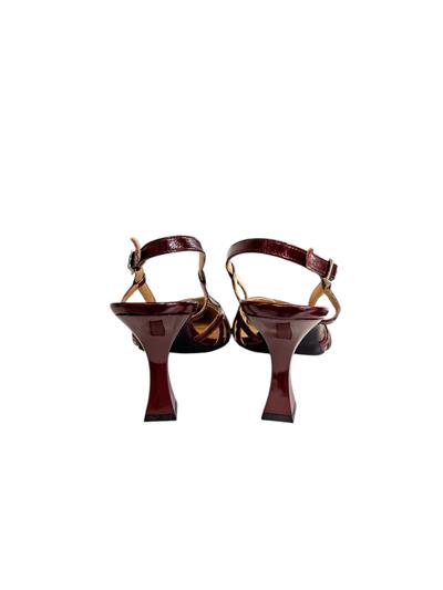 Bordo Hakiki Deri Topuklu Ayakkabı