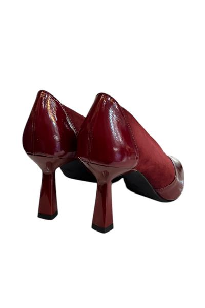 Bordo Hakiki Deri Topuklu Ayakkabı