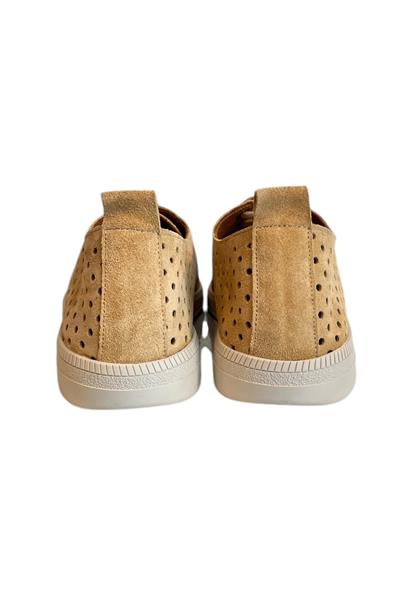 Camel Hakiki Deri Süet Delikli Comfort Taban Bağcıklı Ayakkabı
