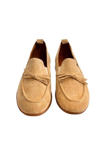 Camel Hakiki Deri Süet Fiyonk Detay Comfort Taban Loafer  
