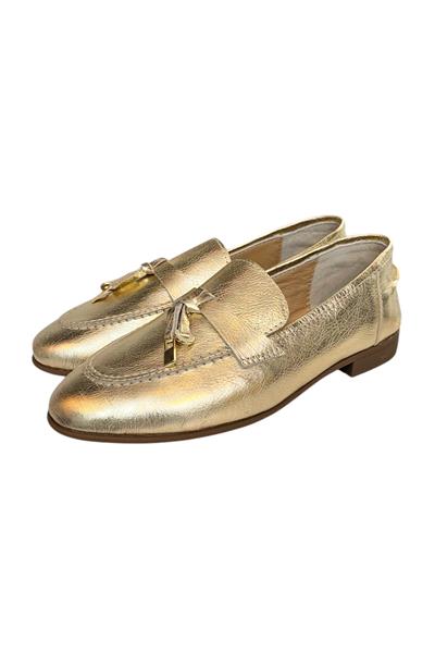 Gold Hakiki Deri Loafer