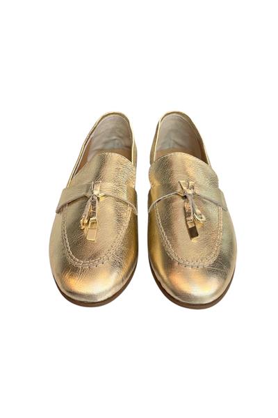 Gold Hakiki Deri Loafer