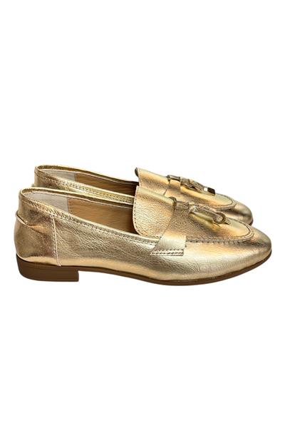 Gold Hakiki Deri Loafer