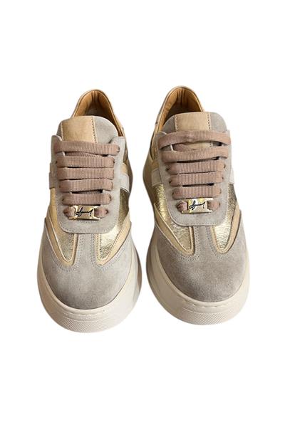 Gold Hakiki Deri Süet  Comfort Taban Bağcıklı Sneaker