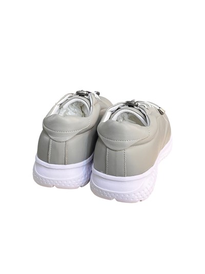 Gri Hakiki Deri Comfort Taban Lastik Bağlı Sneaker