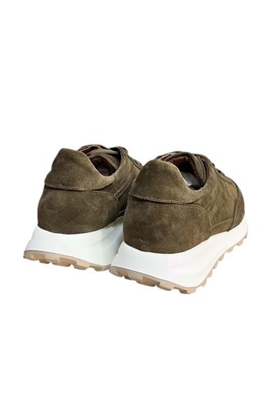 Haki Hakiki Deri Süet Bağcıklı Comfort Sneaker