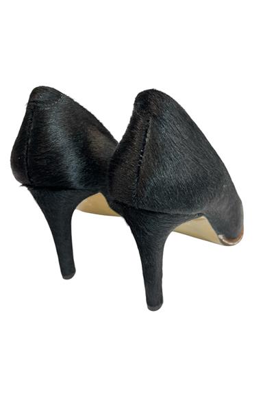 Hakiki Siyah Tay Deri Stiletto