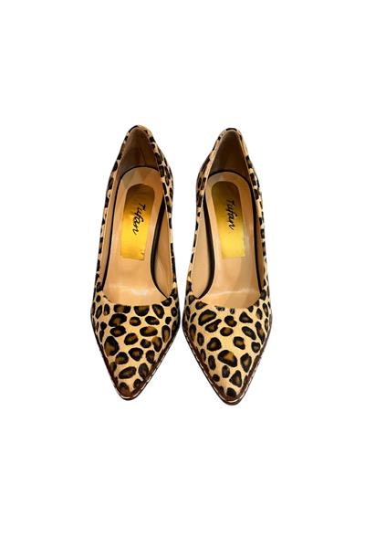 Hakiki Tay Leopar Deri Stiletto