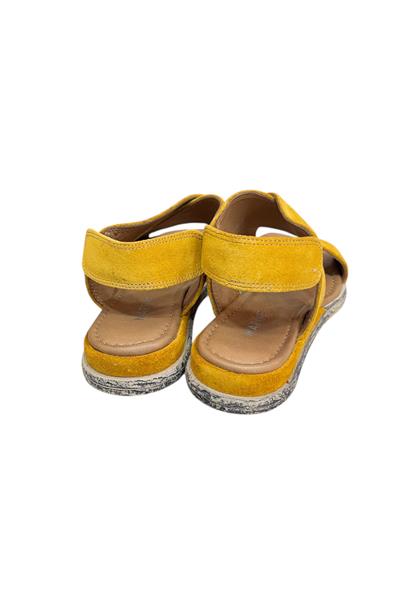 Hardal Hakiki Süet Deri Çapraz Bant Comfort Taban Sandalet