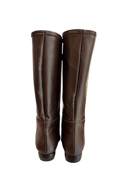 Kahve Hakiki Deri Kısa Boy Çizme 