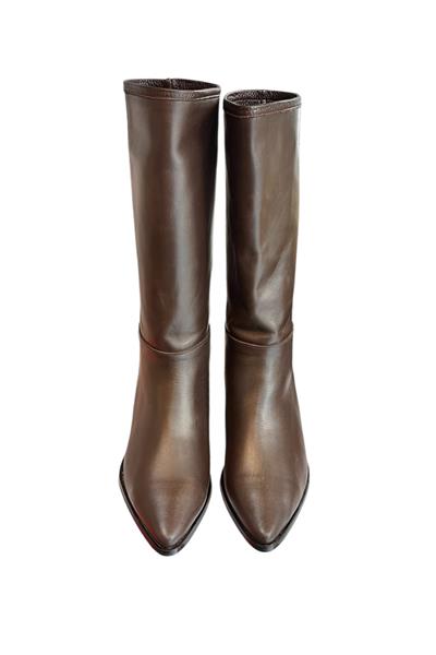 Kahve Hakiki Deri Kısa Boy Çizme 