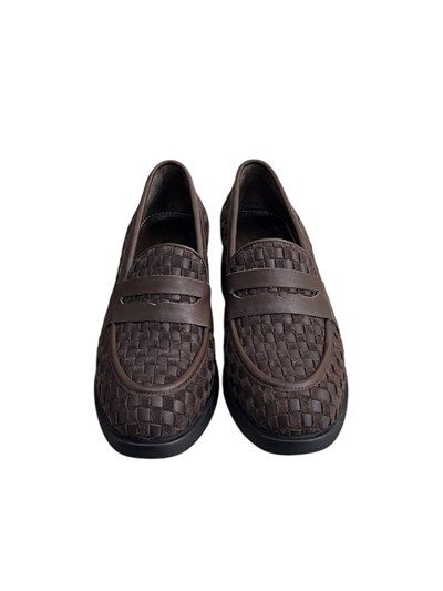 Kahve  Hakiki Deri Örgü  Comfort Taban  Topuklu  Loafer