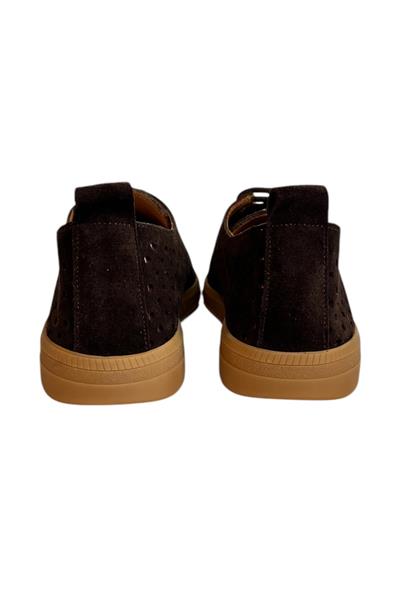 Kahve Hakiki Deri Süet Delikli Comfort Taban Bağcıklı Ayakkabı