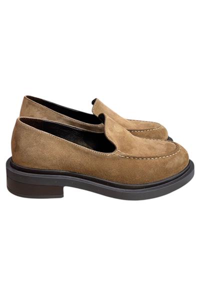 Kahve Hakiki Deri Süet Loafer