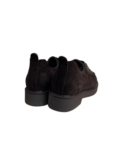 Kahve Hakiki Deri Süet Taş Detay Comfort  Loafer