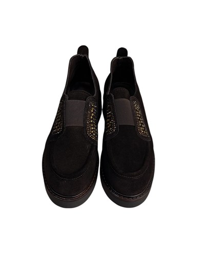 Kahve Hakiki Deri Süet Taş Detay Comfort  Loafer