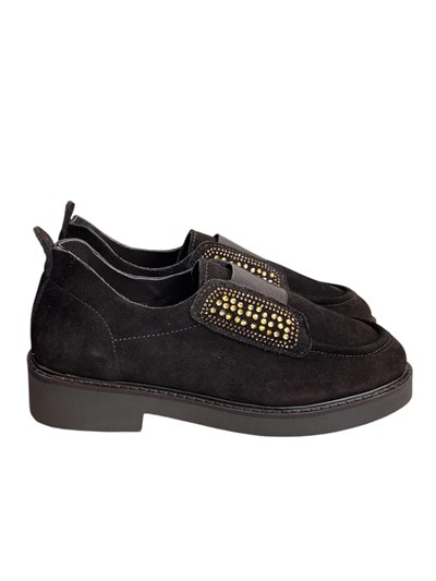 Kahve Hakiki Deri Süet Taş Detay Comfort  Loafer