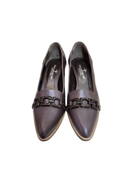 Kahve Hakiki Deri Toka Detay Ayakkabı