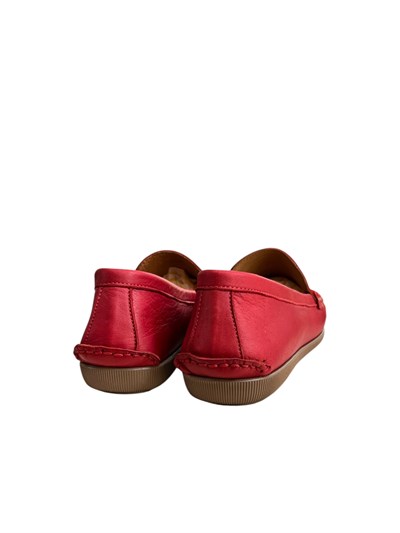 Kırmızı Hakiki Deri  Comfort Taban Loafer 