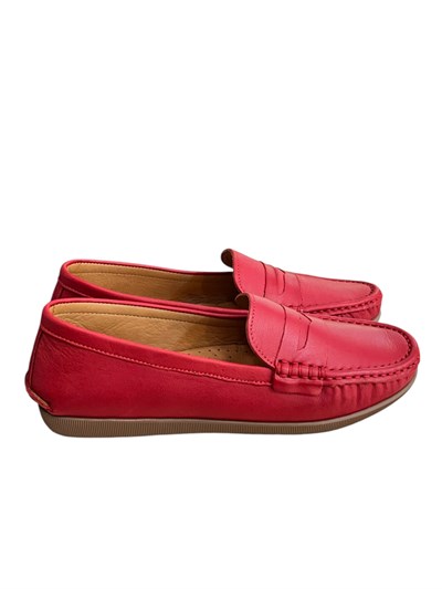 Kırmızı Hakiki Deri  Comfort Taban Loafer 