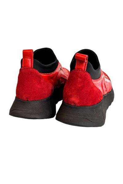 Kırmızı Hakiki Deri Comfort Taban Sneaker