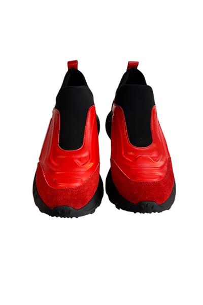 Kırmızı Hakiki Deri Comfort Taban Sneaker