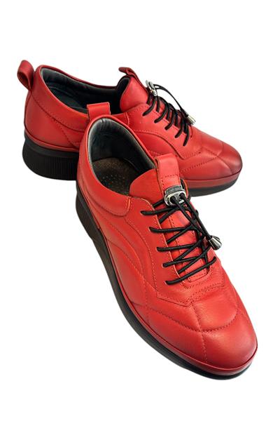 Kırmızı Hakiki Deri Comfort Taban Spor Ayakkabı