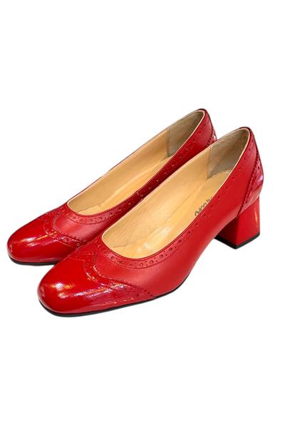 Kırmızı Hakiki Deri  Topuklu Ayakkabı