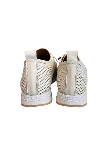 Krem Hakiki Deri Lastik Bağlı Comfort Taban Günlük Ayakkabı