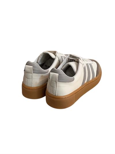 Krem Hakiki Deri Vizon Garnili Comfort Taban Bağcıklı Sneaker