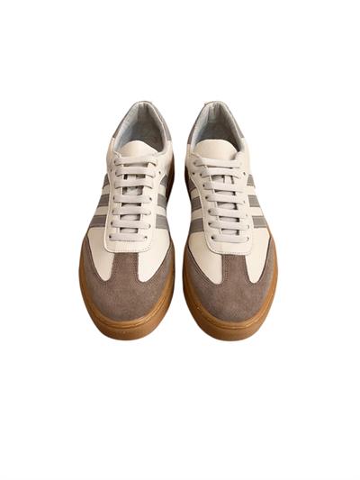 Krem Hakiki Deri Vizon Garnili Comfort Taban Bağcıklı Sneaker