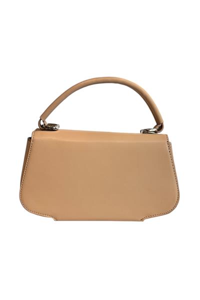 Krem Suni Deri 3 Bölmeli El Ve Omuz Çantası